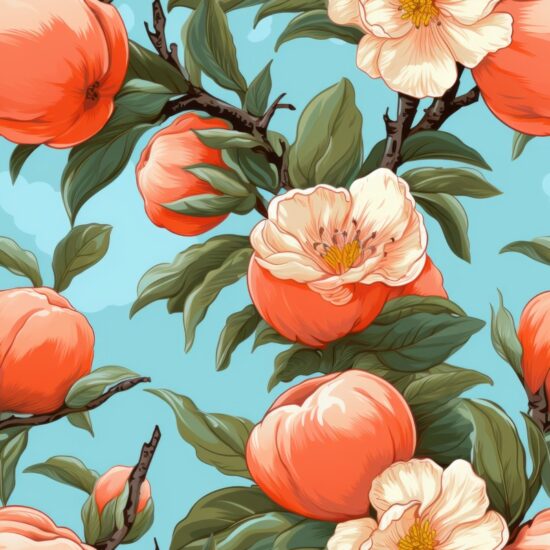Vibrant Peach Bouquet Seamless Pattern