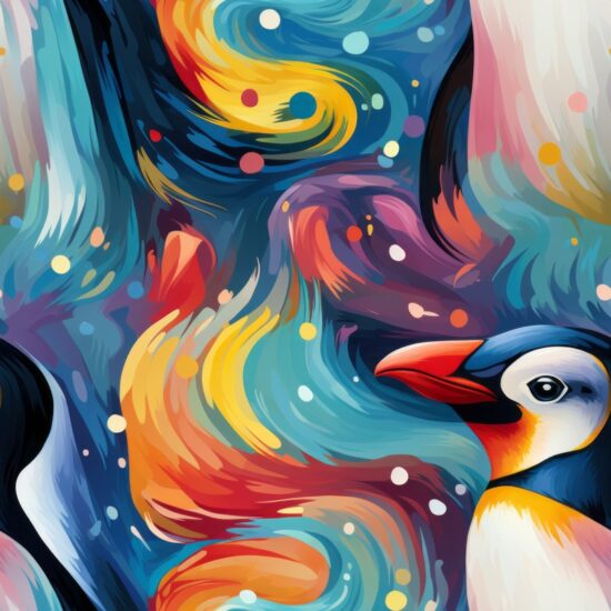 Vibrant Penguin Art Pattern Seamless Pattern