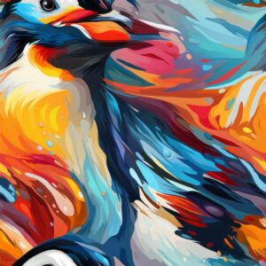 Vibrant Penguin Art Print Seamless Pattern