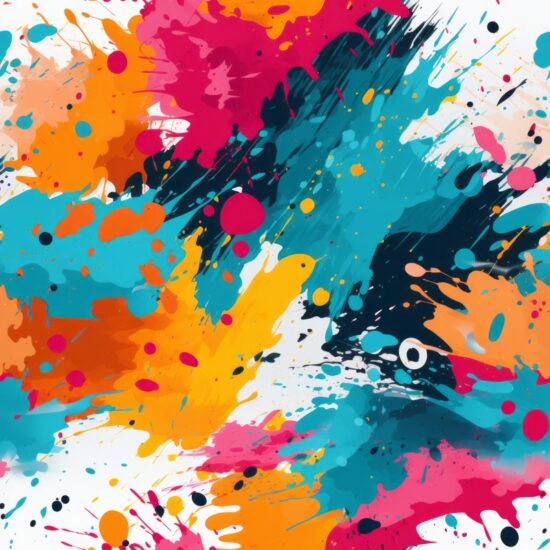 Vibrant Spatter Brush Artwork Seamless Pattern