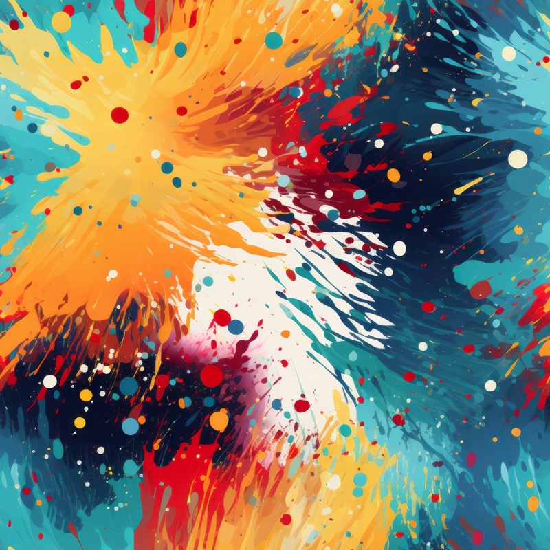 Vibrant Spatter Brush Modern Art Seamless Pattern