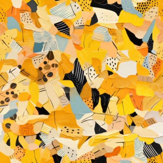 Vibrant Yellow Paper Collage Seamless Pattern