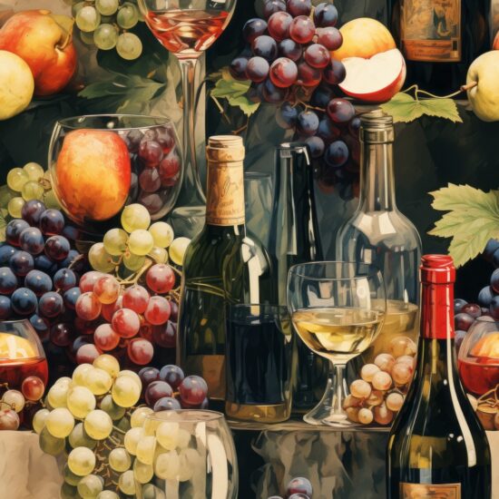 Vino Elegance: Wine Bottle & Glass Seamless Pattern