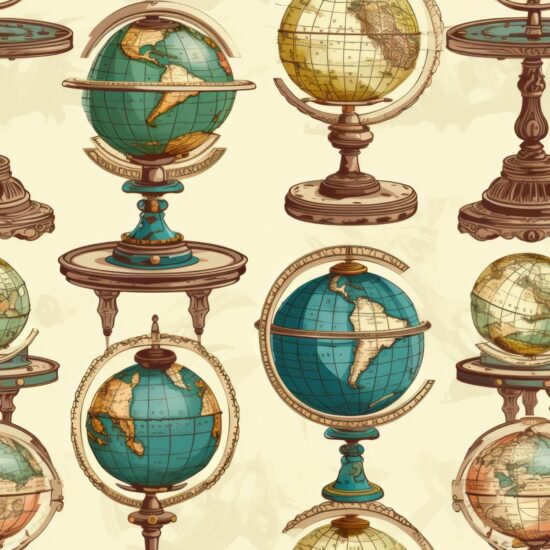 Vintage Astral Globes Seamless Pattern