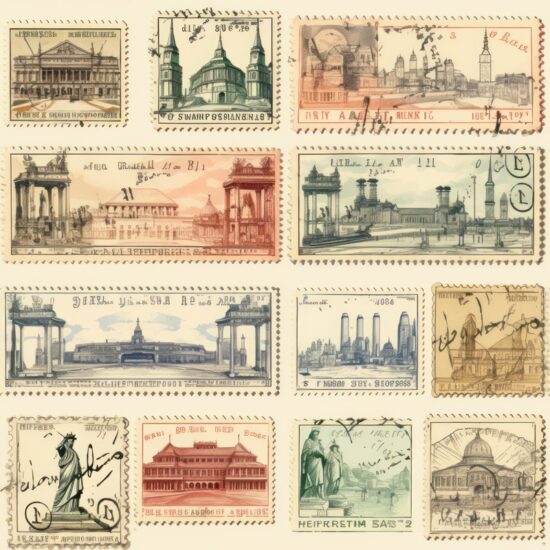 Vintage Travel Stamps - Wanderlust Collection Seamless Pattern