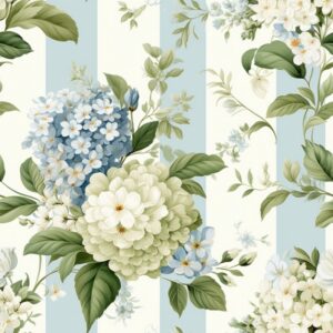 Vintage Watercolor Floral Stripes Seamless Pattern