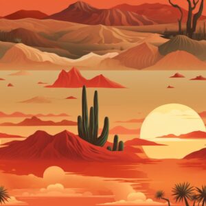 Vivid Mirage: Desert Sunsets Seamless Pattern