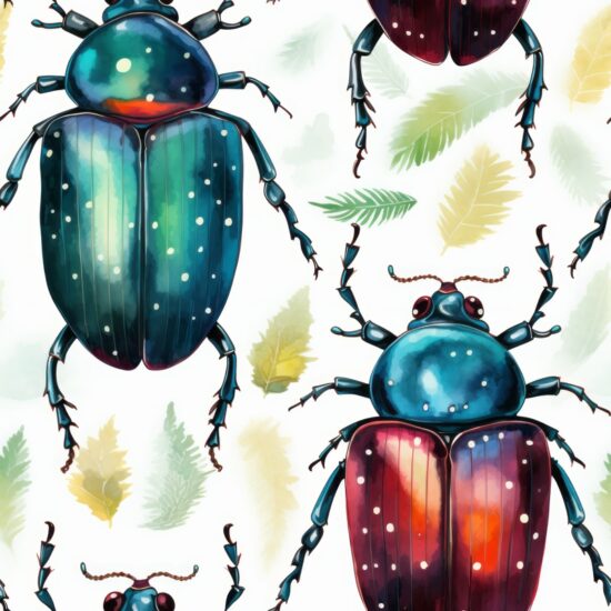 Watercolor Beetle Animal Print Seamless Pattern