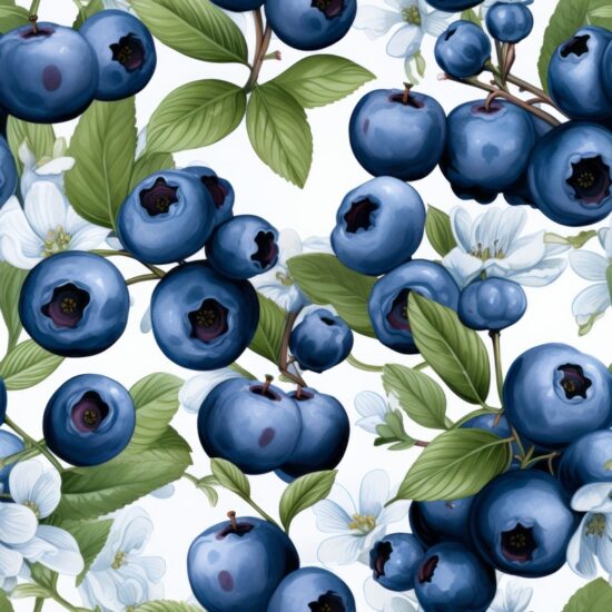 Watercolor Blueberry Bliss Pattern Seamless Pattern