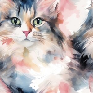 Watercolor Cat Painting Pattern Seamless Pattern