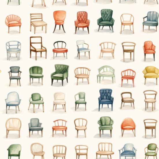 Watercolor Chair Delight Seamless Pattern