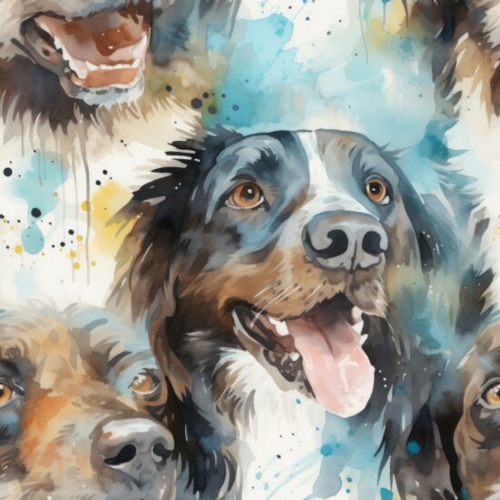 Watercolor Dog Art - Seamless Pattern Seamless Pattern