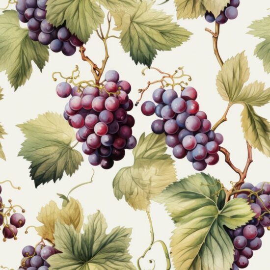 Watercolor Grape Delight Pattern Seamless Pattern