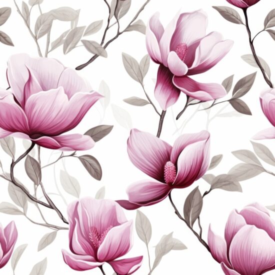 Watercolor Magnolia Floral Delight Seamless Pattern