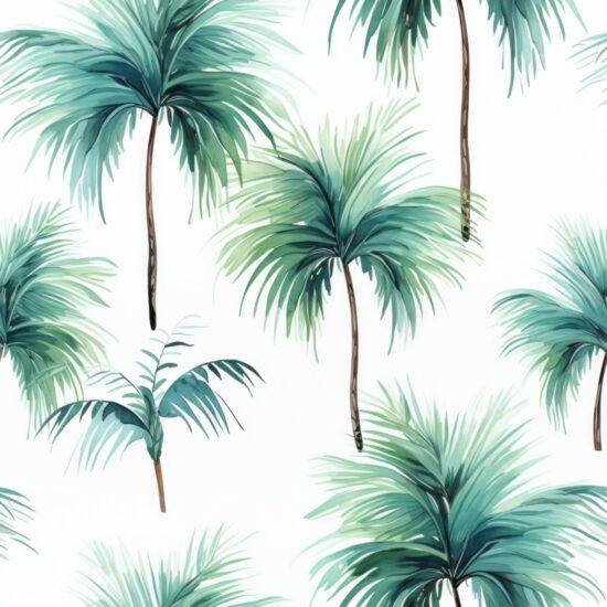 Watercolor Palm Tree Journey Seamless Pattern
