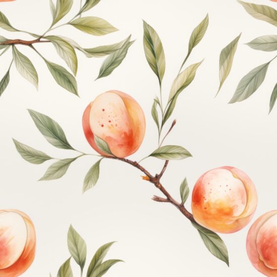 Watercolor Peach Delight Seamless Pattern