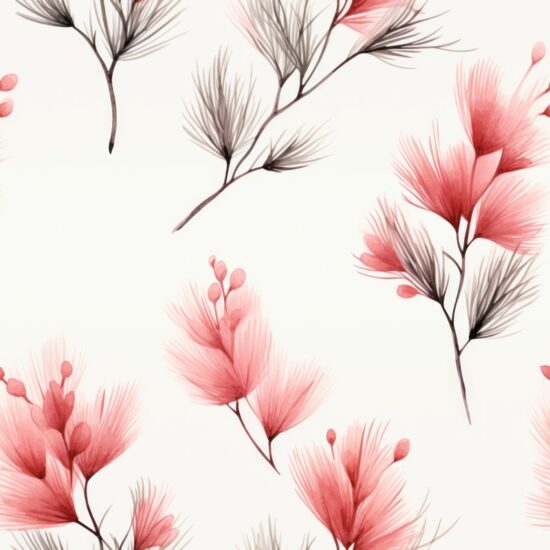 Watercolor Pine Florals: Lush and Delicate Seamless Pattern