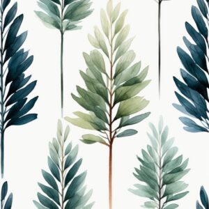 Watercolor Pine Leaves: Minimalistic Nature Design Seamless Pattern