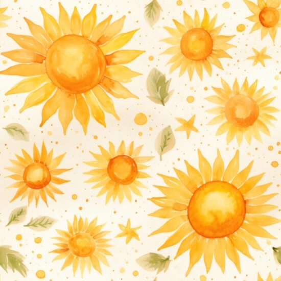 Watercolor Sunflower Blossom Seamless Pattern Seamless Pattern