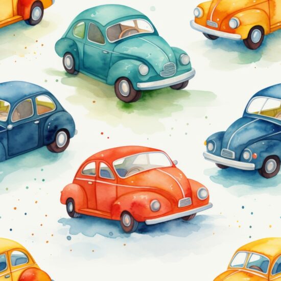 Watercolor Toy Car Art Seamless Pattern