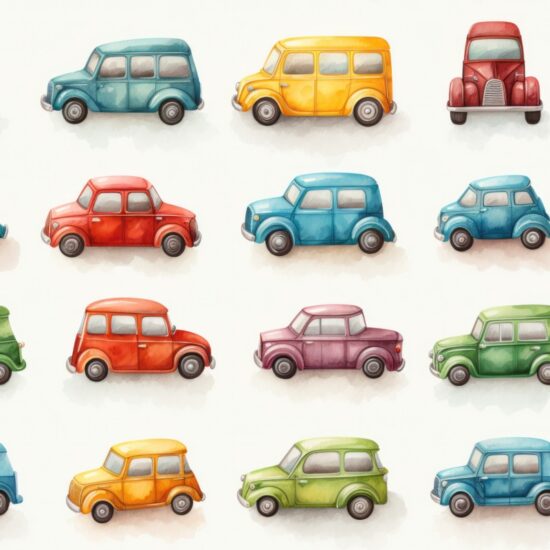 Watercolor Toy Car Joy Seamless Pattern