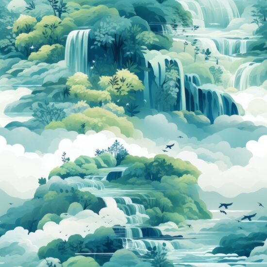 Waterfall Burst - Natures Refreshing Cascade Seamless Pattern