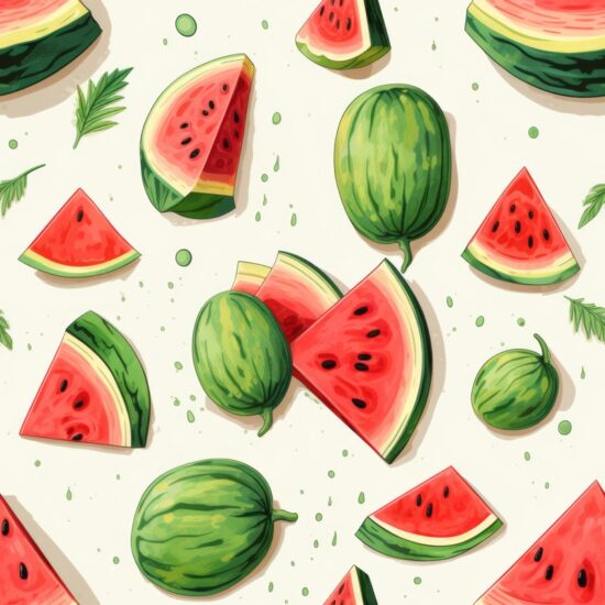 Watermelon Watercolor Fruit Pattern Seamless Pattern