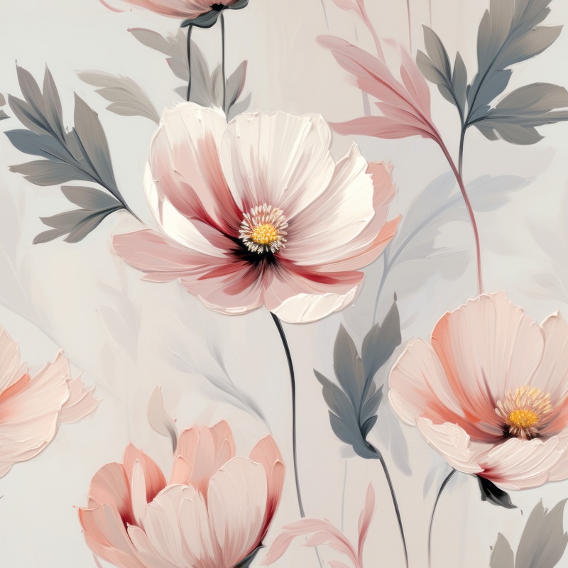 Whimsical Blooms: Naturalistic Floral Design Seamless Pattern