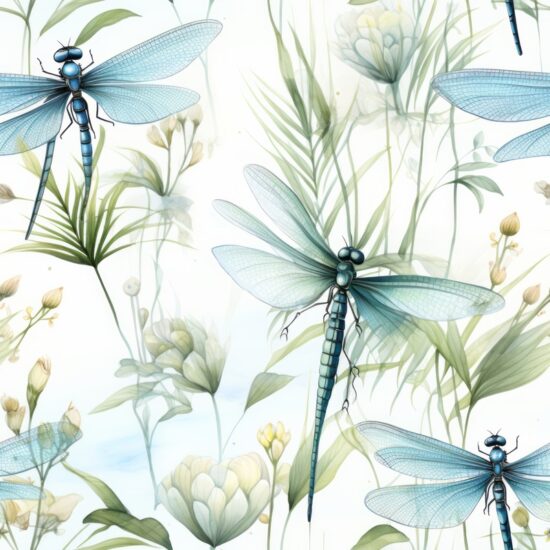 Whimsical Dragonfly Haven Seamless Pattern