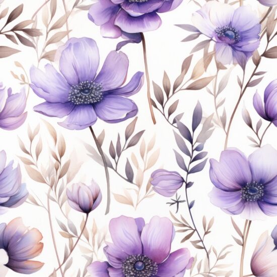 Whispering Lavender Anemone Blooms Seamless Pattern