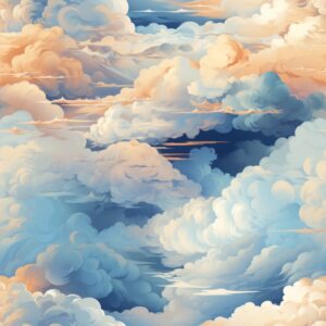 Whispy Clouds: Dreamlike Sky Painting Seamless Pattern