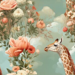 Wild Botanical Giraffe Variations Seamless Pattern