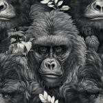 Wild Sketch Gorilla Pattern Seamless Pattern