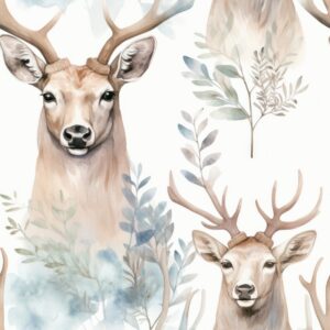 Wilderness Majesty: Watercolor Deer Antlers Seamless Pattern