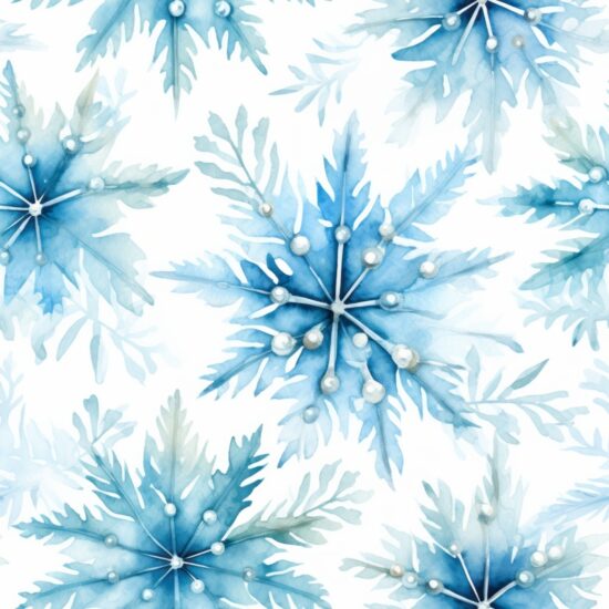 Winter Watercolor Snowflake Elegance Seamless Pattern