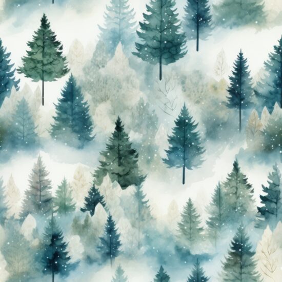 Winter Wonderland Pine Tree Forest Seamless Pattern