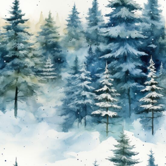 Winter Wonderland Pine Trees Seamless Pattern