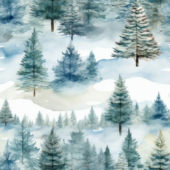 Winter Wonderland Pine Trees Seamless Pattern