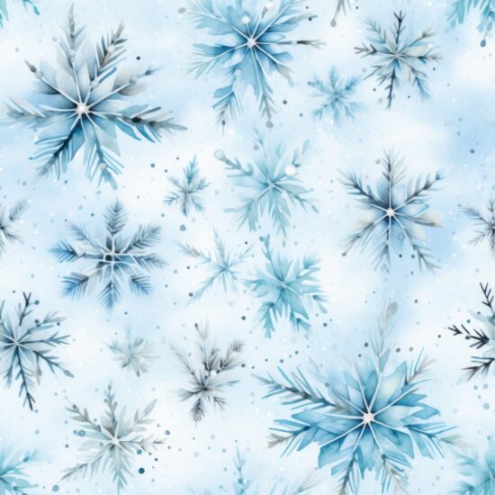 Winter Wonderland Watercolor Snowflakes Seamless Pattern