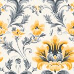 Woodcut Elegance: Minimalistic Damask Design Seamless Pattern