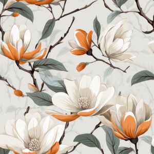 Woodcut Magnolia: Clean & Subtle Floral Seamless Pattern