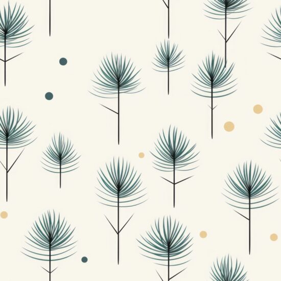 Woodcut Pine: Subtle Grey Plant Pattern Seamless Pattern