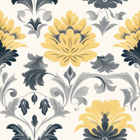 Woodcut Style Floral Elegance Seamless Pattern