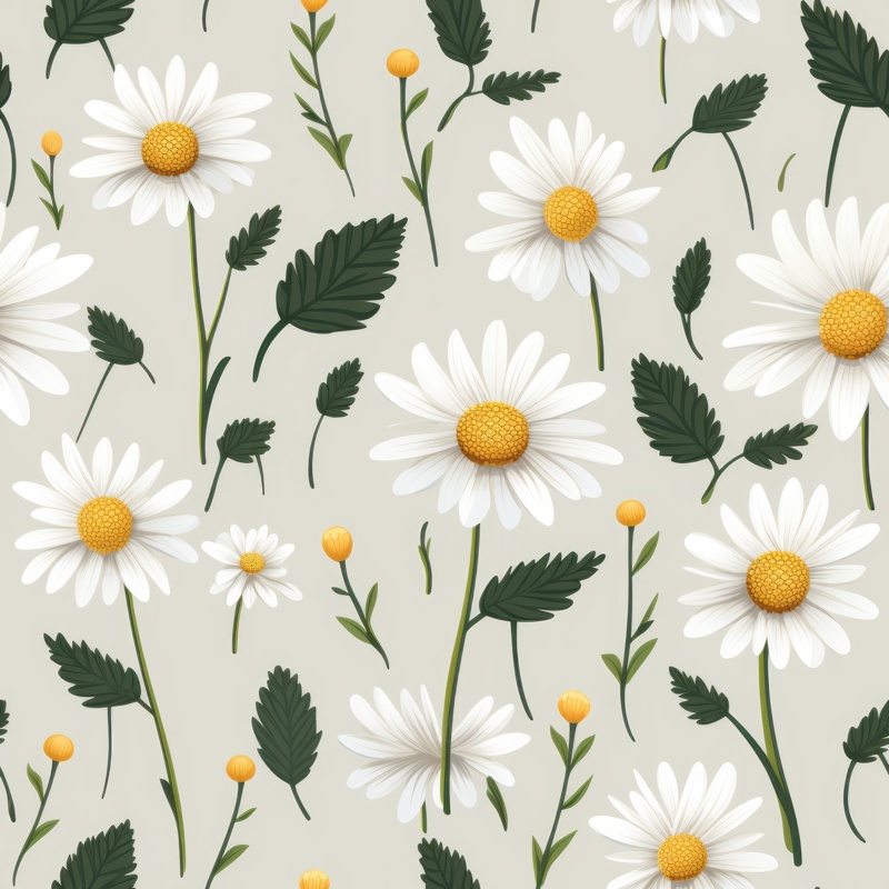 Zen Daisy Garden Seamless Pattern