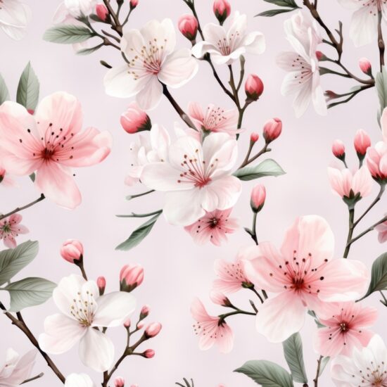 Zen Watercolor Cherry Blossom Delight Seamless Pattern
