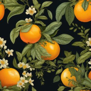 Zesty Citrus Calligraphy Delight Seamless Pattern