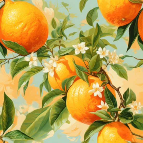 Zesty Citrus Delight: Vibrant Orange Fruits Seamless Pattern