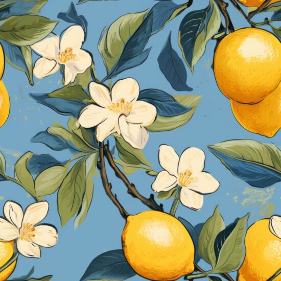 Zesty Citrus Splendor: Lemon Expressionism Pattern Seamless Pattern