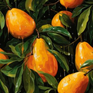 Zesty Mango Oil Paint Pattern Seamless Pattern