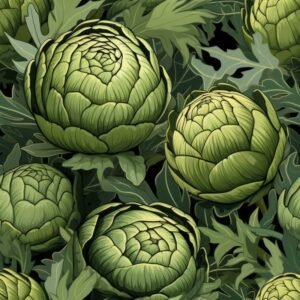 Abstract Artichoke Greenery Seamless Pattern